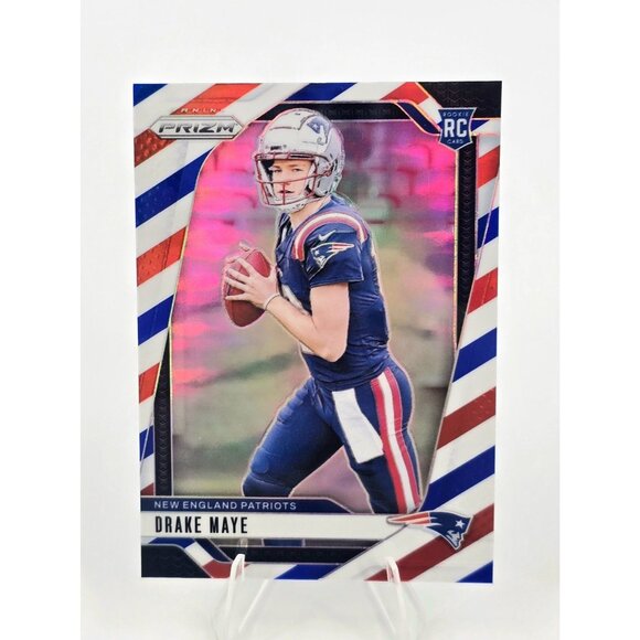 Drake Maye 2024 Panini Prizm #329 Red White & Blue Prizm RC NE Patriots SP - Picture 2 of 5